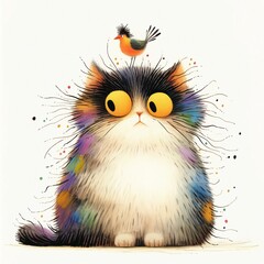 Fototapeta premium Cat With Bird