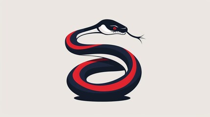Obraz premium Coiled snake minimalist 2D vector, basic and clean design, simple and plain illustration, uncomplicated shapes