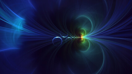 3D rendering abstract multicolored fractal light background with bright center. Its not AI Generatd illustration.