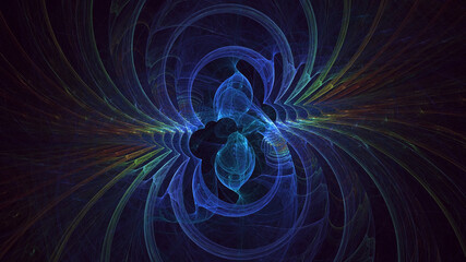 3D manual rendering abstract blue fractal light background. Its not AI Generatd illustration.
