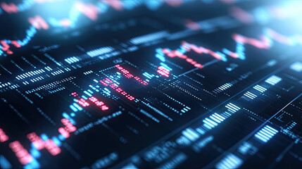 Digital stock market data chart showing financial growth and trends. High-resolution futuristic interface for finance and technology concepts.