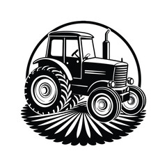 Farm Tractor Silhouette Vector