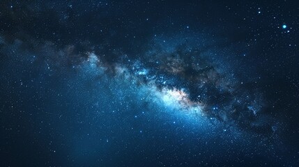 Fototapeta premium Milky Way Galaxy with Scattered Stars in Dark Blue Night Sky