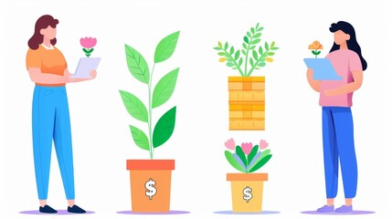 Resource utilization, different levels of efficiency, flat design illustration