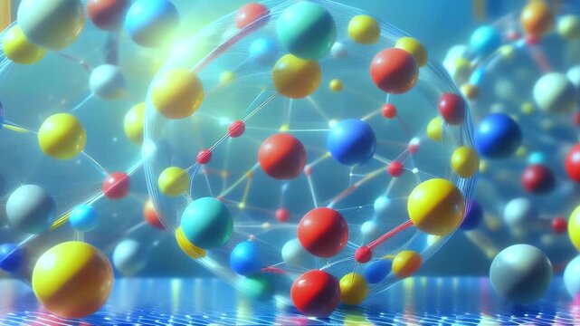 Complex Molecular Structure Visualization with 3D Molecular Bonds and Chemical Reactions in Quantum Computing and Nanotechnology Research Animation