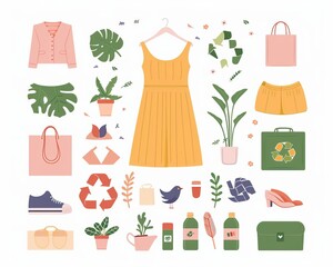 Fashion waste awareness infographic, educational element, flat design, informative, isolated on white background