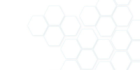 Abstract white hexagon concept background. Seamless pattern with hexagon. Hexagonal white hexagons honeycomb wallpaper. Abstract white lines background.