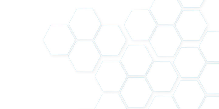 Abstract white hexagon concept background. Seamless pattern with hexagon. Hexagonal white hexagons honeycomb wallpaper. Abstract white lines background.