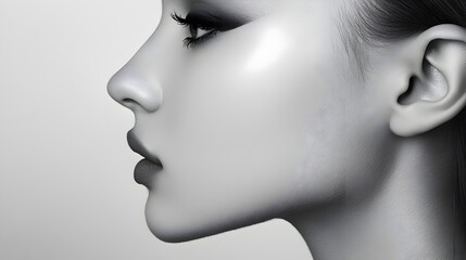 Obraz premium Flawless Silhouette Portrait of a Woman with Elegant Makeup