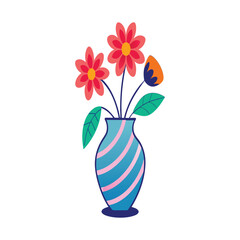 Charming Flower Vase Vector on White Background