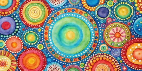 Fototapeta premium Abstract hand painted pattern with circles, circles, painting, abstract, artistic, design, texture, background, colorful