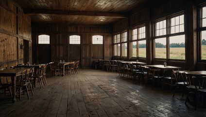 Empty traditional country and rural party venue