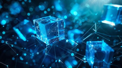 Naklejka premium Futuristic metaverse digital cubes blocks technology network connection concept. 
