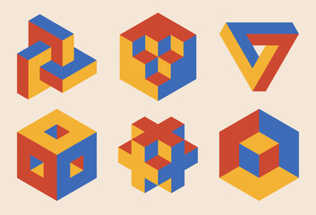 Obraz premium Set of minimal 20s geometric design elements