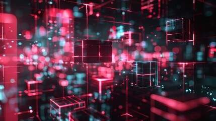 Fototapeta premium Futuristic metaverse digital cubes blocks technology network connection concept. 