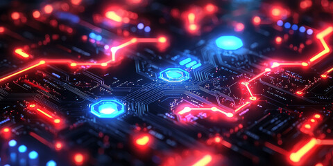 Obraz premium Abstract digital data streams on a dark blue background, conveying the concept of big data and cloud technology