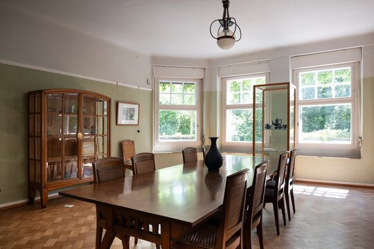 Study with furniture in Haus Hohe Pappeln, the former home of Belgian art-nouveau architect and designer Henry van de Velde. Weimar, Germany, July 22 2024