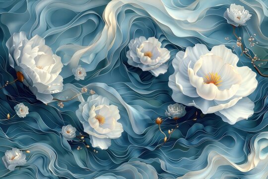 Floral Symphony in Blue and White