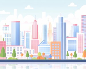Urban manufacturing district, smart technology, flat design illustration