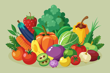 Vegetable Fruit, vector illustration.