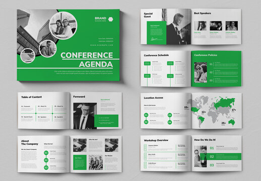 Conference Agenda Template Brochure Layout Design