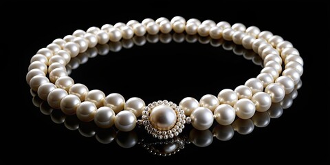 Elegant pearl necklace on a black background, pearl, necklace, jewelry, elegant, luxury, accessory, fashion, black background