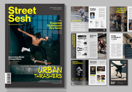 Urban Street Skateboarding Magazine Template
