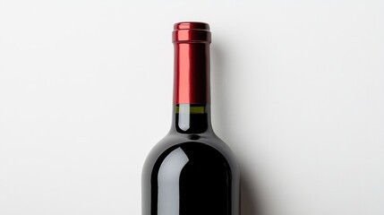 Isolated wine bottle top view on a white background. Ideal for showcasing wine labels and branding concepts.