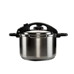 Stainless Steel Pressure Cooker pan isolated on white transparent background