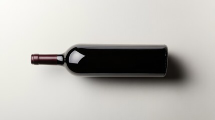 Fototapeta premium Top view of a classic wine bottle isolated on a white background. Perfect for elegant presentations and wine product displays