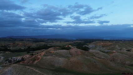 Aerial view, natural panorama of the savanna hills which are also known as Pajjongan hills in...