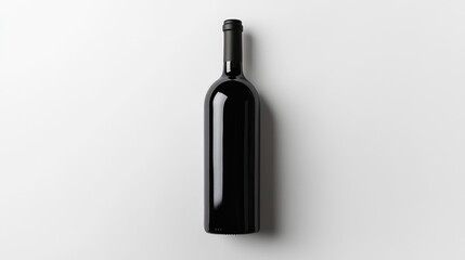 Wine bottle seen from above on a white background, minimalist and stylish. Ideal for wine industry and promotional use