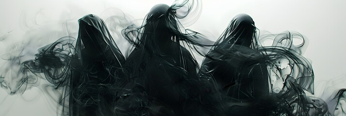 Fototapeta premium &nbsp;dark spirits caught on camera with a white background