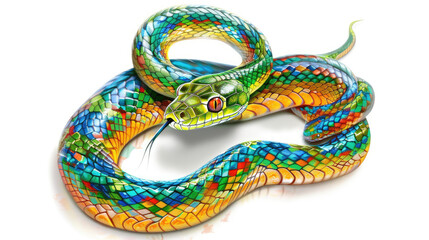 Fototapeta premium Multi-colored snake isolated in white background