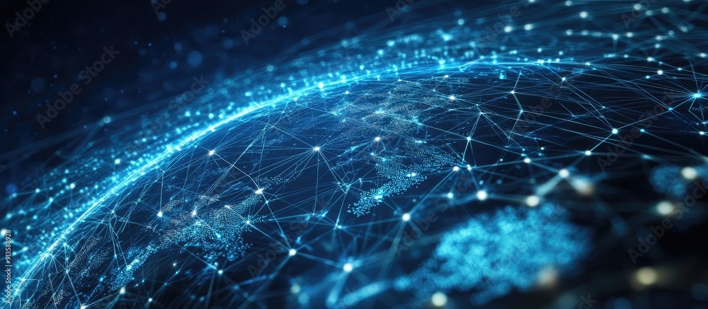 Poster modern edge computing technology on a virtual screen a 3d illustration of business technology and ne