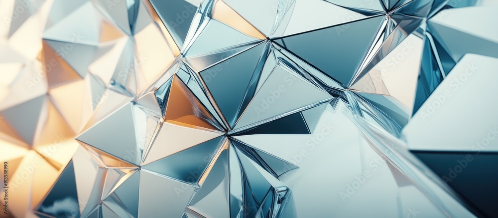 Poster futuristic geometric glass background with triangular shapes modern 3d structure for technology desi