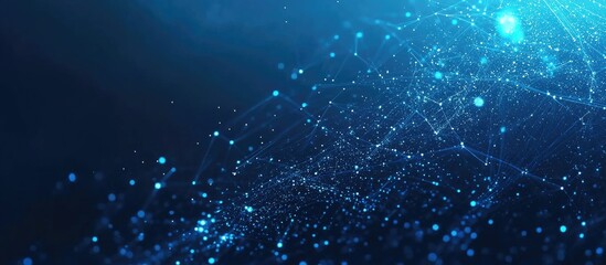 Fototapeta premium Futuristic Digital AI and Big Data Fiber Interface Modern Technology Background in Blue High Tech Concept with Copy Space