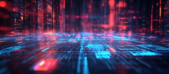 Obraz premium Futuristic 3D rendering of a cyber network connection structure Abstract technology background showcasing big data integration and scientific elements for business innovation