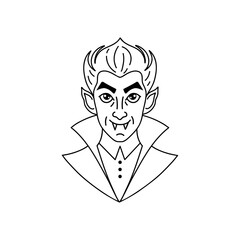 Funny vampire in doodle style on white background