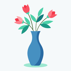 Create a flower vase art vector