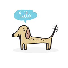 Hand drawing doodle cute dog vector illustration for t-shirt ,card, poster design for kids. Vector illustration design for fashion fabrics, textile graphics, prints, Cute dog cartoon