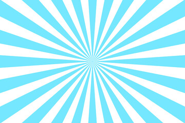 white and light blue sunburst ray pattern background. white and light blue sun burst gradient wide vector background