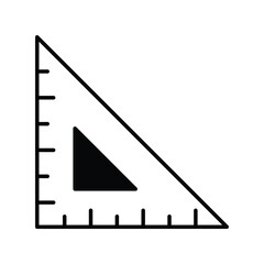 angle ruler glyph icon with white background vector stock illustration