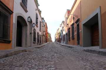 Streets of San Miguel de Allende, Guanajuato, a colonial city in Mexico famous for its architecture, restaurants and cultural festivals