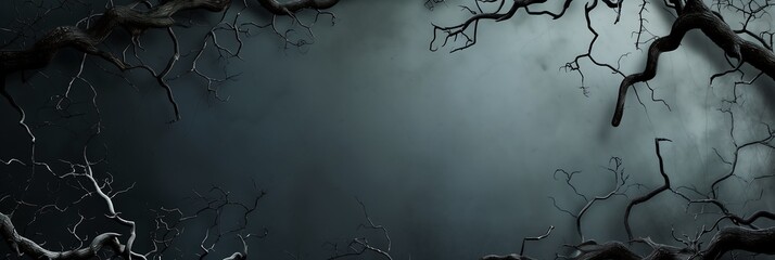 A spooky frame border made of tree branches