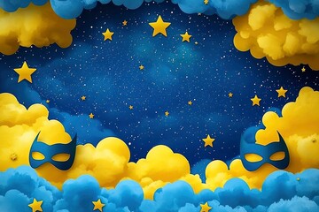 Obraz premium Night Sky with Clouds, Stars and Superhero Masks