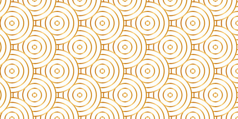 Vector overlapping Pattern Minimal diamond geometric gold color spiral line waves abstract wave line. seamless golden tile stripe overlap creative retro circle line fabric pattern white background.