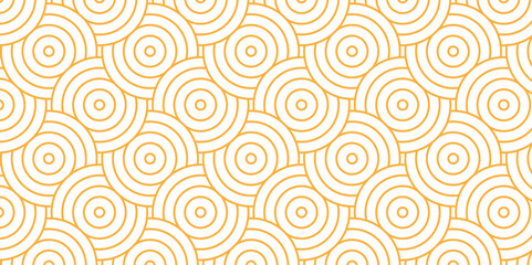 Obraz premium Vector overlapping Pattern Minimal diamond geometric gold color spiral line waves abstract wave line. seamless gold line tile stripe overlap creative retro circle line fabric pattern white background.