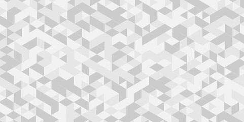 Minimal vector geometric seamless technology gray and white diamond triangle background. Abstract digital grid light pattern white Polygon Mosaic triangle business and corporate background.