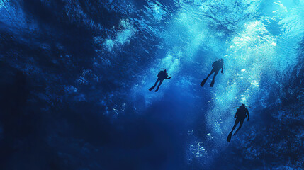 Fototapeta premium Diving in the Deep Ocean Sport